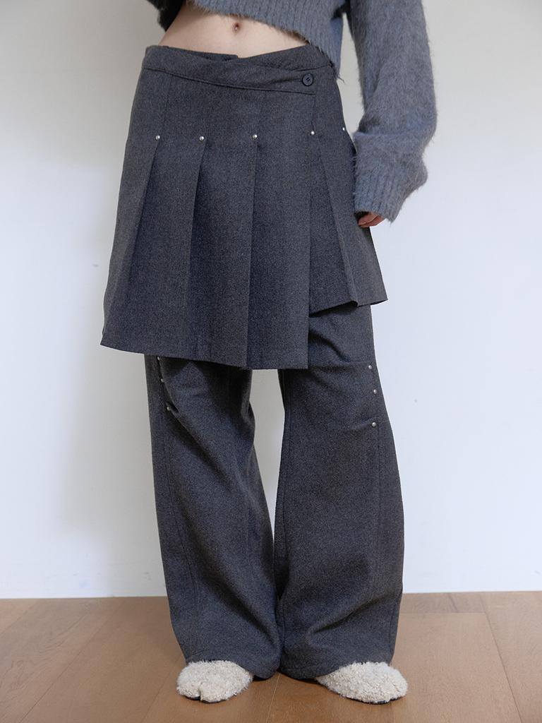 Asula Wool Rivet Pants (Charcoal)