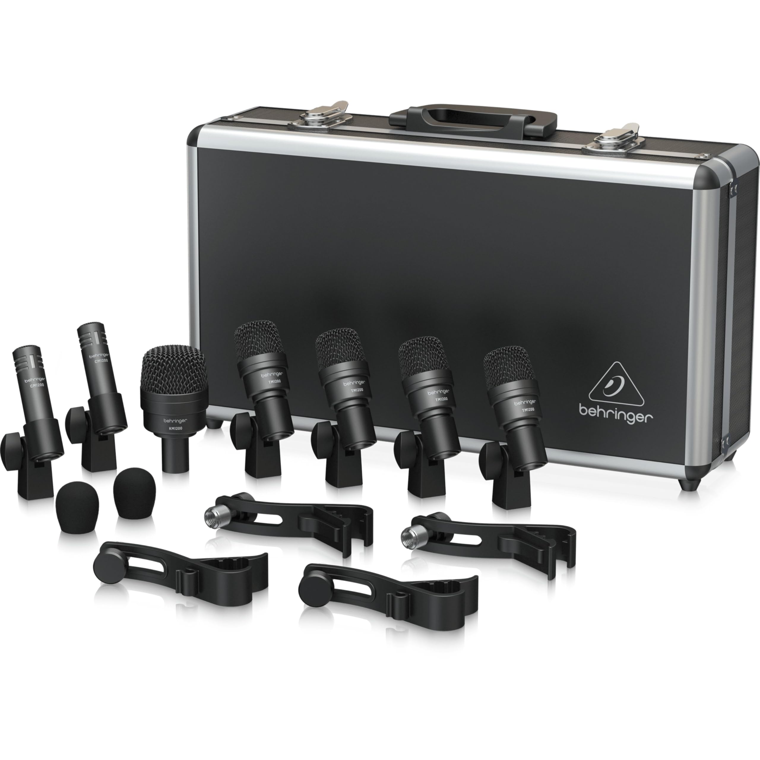 

Behringer BC1200 Black Drum Microphone Set, 7-Piece Set Large Diaphragm Dynamic Microphone, Percussion Microphone, and Stereo Matched Condenser