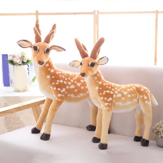 Plush Deer Toy Soft PP Cotton Filling Simulation Animal Doll Christmas Elk Decoration for Home Office Kids Room