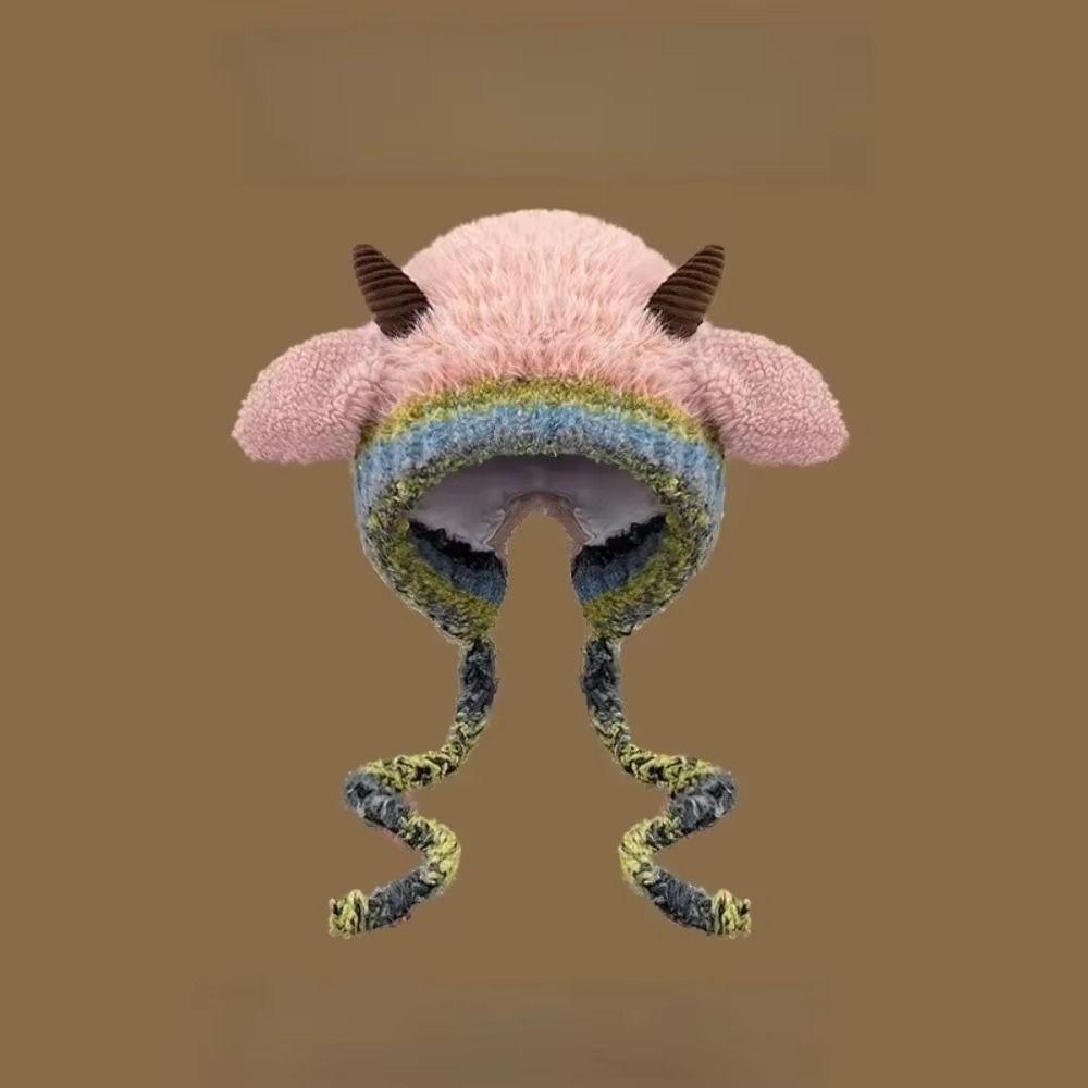 Korean Style Ear Protection Hat Soft Women Fluffy Hat Plush Pullover Hats Autumn and Winter