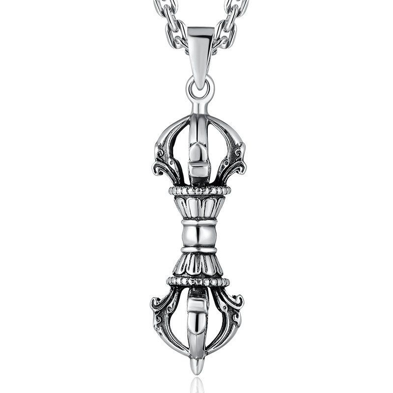 Collier pendentif rétro en forme de tige de diamant pour homme, pendentif talisman personnalisé pour tueur de démons