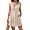 IHUASU Women's Fashion Summer Spring Sleeveless V-Neck Casual Dresses