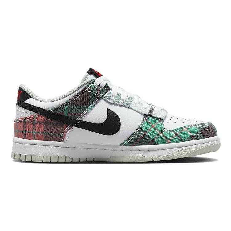 Nike Dunk Low SE GS Tartan Plaid Kids Sneakers White University-Red Black DV8919-100