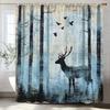 1Pc Forest Animal Deer Shower Curtain, Bathroom Decorative Shower Curtain, Printed Polyester Fabric Shower Curtain With Hooks