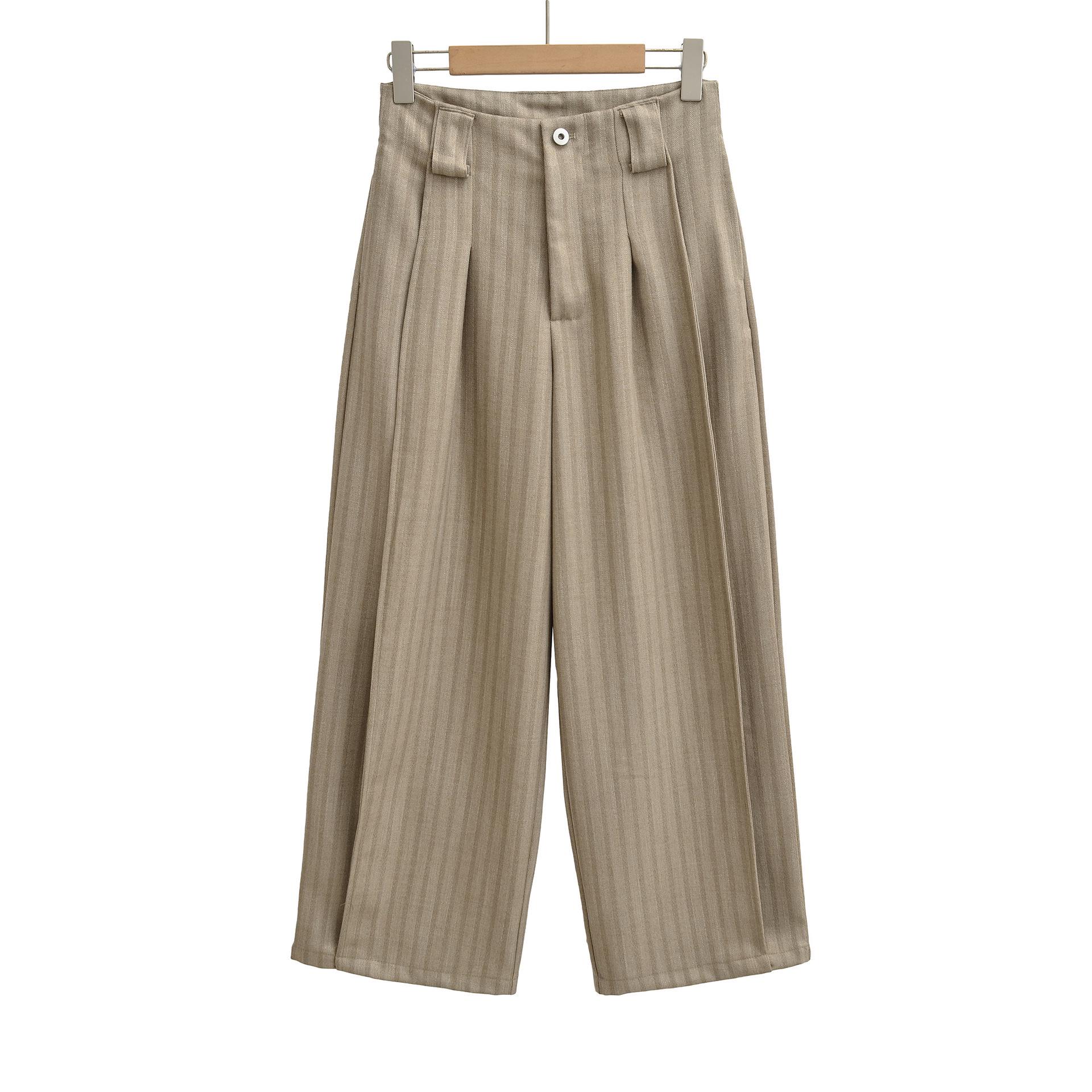 

American Old Money Striped Casual Trousers: 2026 New Loose Straight-Leg Wide Drapey Pants for Women Large
