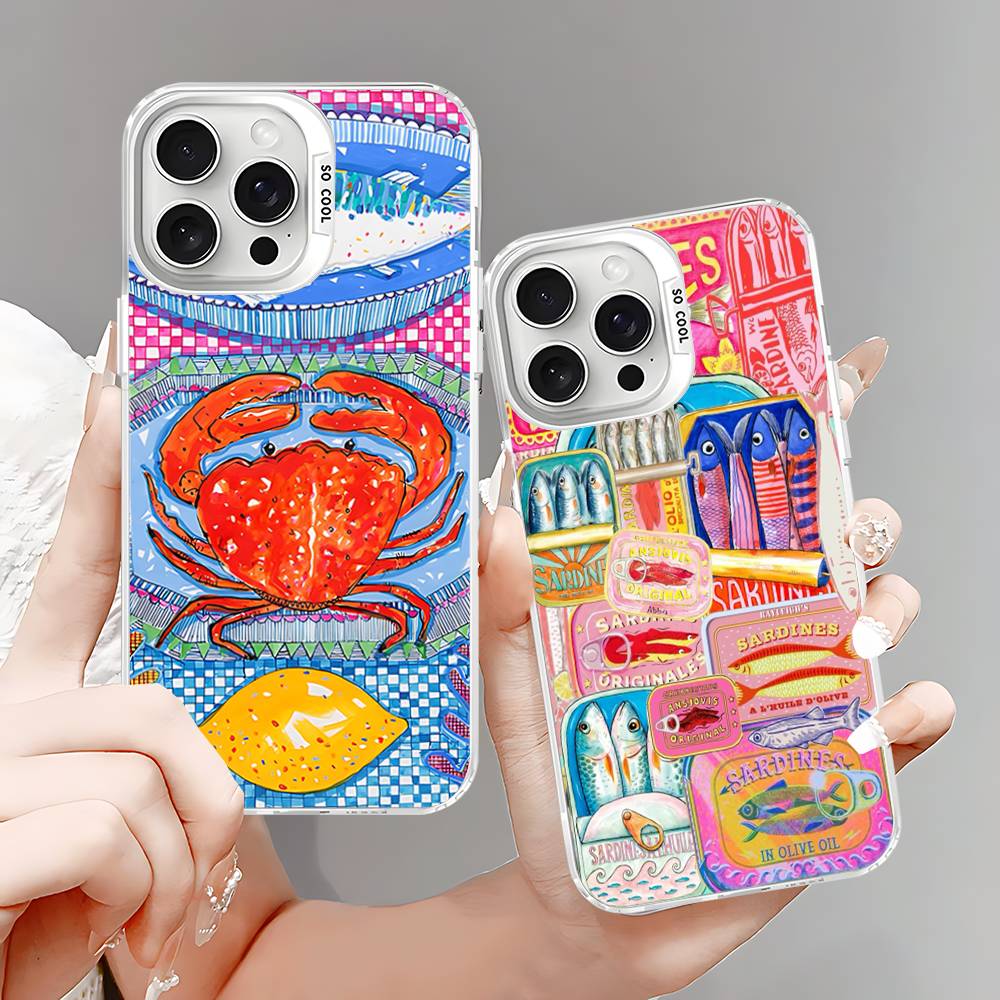 Sardines Fish Art Color Phone Case For IPhone 17 16 15 14 13 12 11 Pro Max Plus Pro Shell