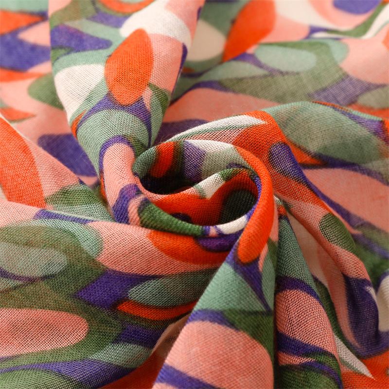 Vibrant Red Tie-Dye Print Scarf with Fringe - Breathable, Adjustable Head Wrap for Women | Stylish Sun Protection for Outdoor Travel & Casual Wear