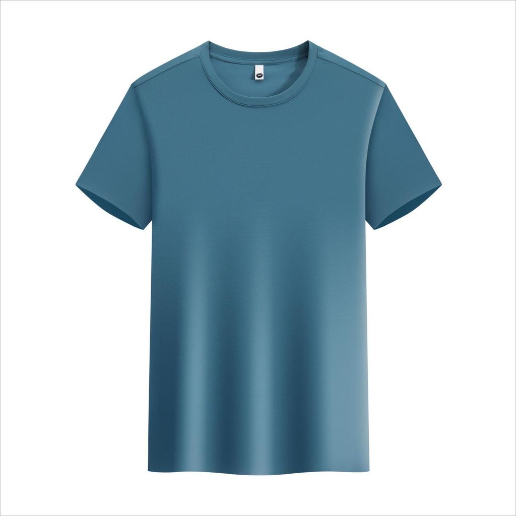 Nylon Ice Silk Short-sleeved T-shirt Antibacterial Fashion Round Neck Seamless Taped Work Clothes T-shirt