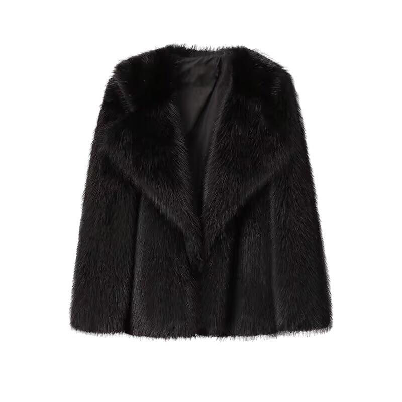 2025 Winter Women's Faux Fur Coat with Thickened Warmth and Suit Collar in European and American Style