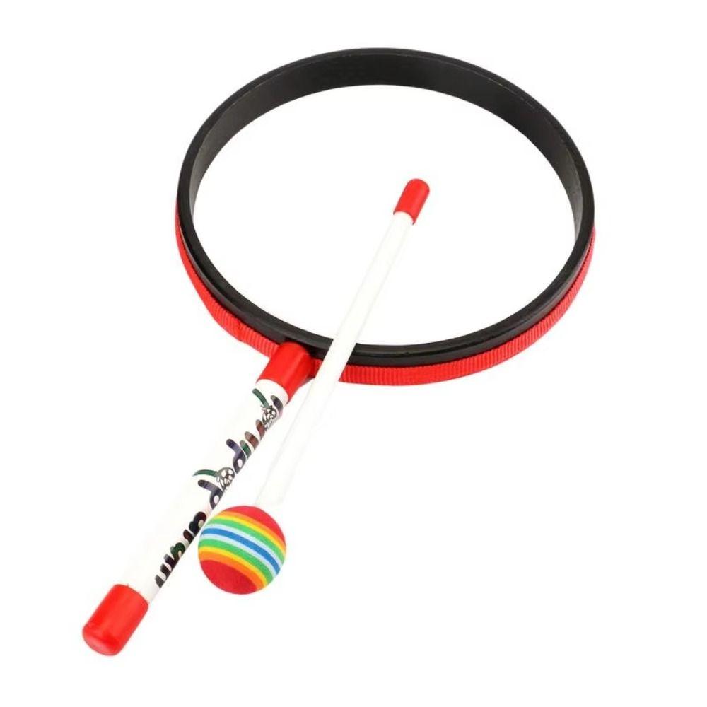 with Knock Stick Tambourine Hand Percussion Handheld Drum Toy Lollipop Hand Drum Dance Props