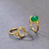 Gold-Plated Sterling Silver Adjustable Bow Ring with Oval Egg-Shaped Setting