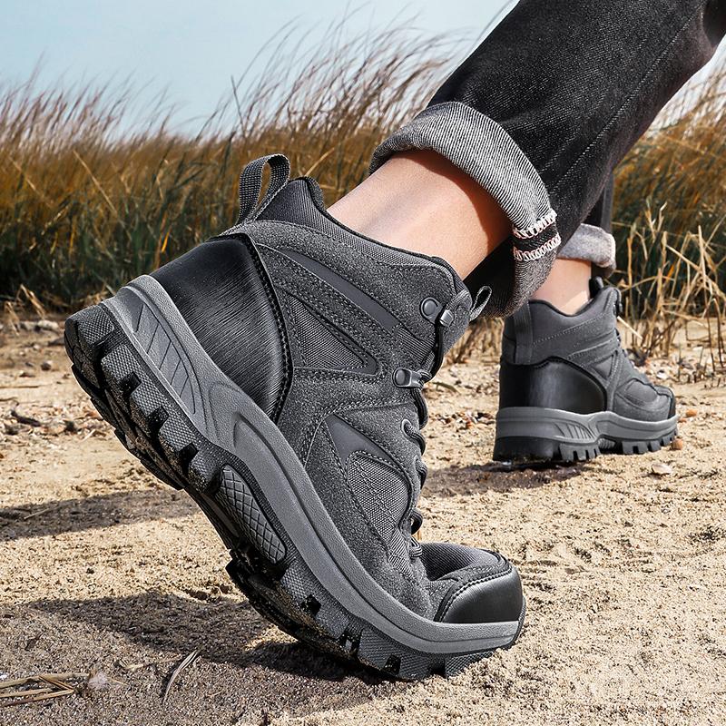 Men's Breathable Mesh Hiking Sneakers Anti-slip Mid-top Outdoor Sneakers Wear-resistant Footwear for Trekking Camping Size 39-48