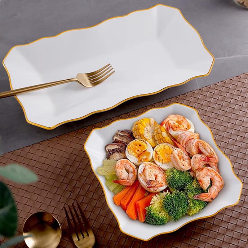 Taisun Gold Rim Square Ceramic Plate