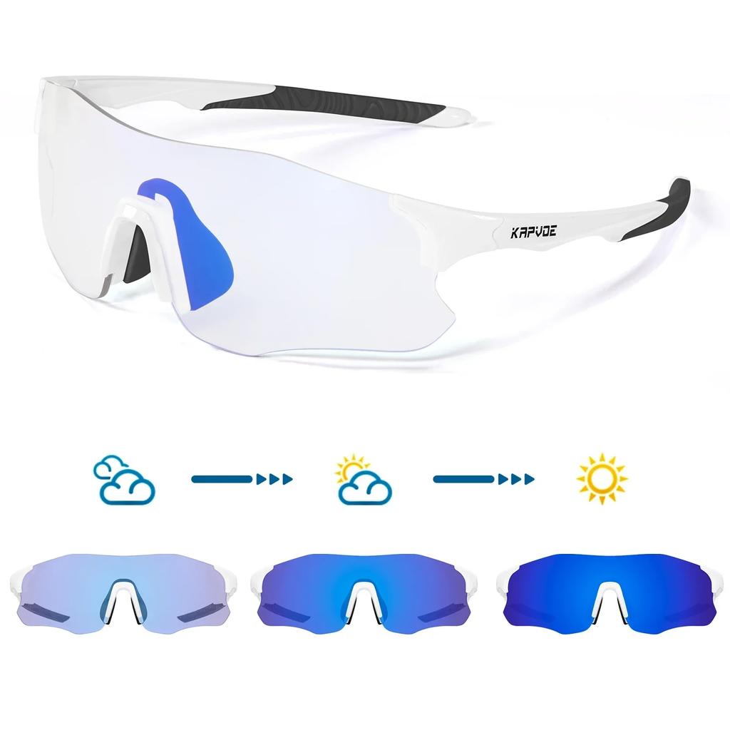 Pochromic Cycling Sunglasses Cycling Glasses MTB UV400 Sports Glasses Bicycle Eyewear Outdoor Glasses Running Goggles
