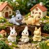 Mini Rabbit Figurine Resin Miniature Sitting Lying Bunny Statue Animal Collectible Sculpture Micro Landscape Dollhouse Decoration