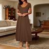 Breathable Summer Dress Long Nightgown for Women Short Sleeve Crew Neck Lounge Relaxed Fit Night Casual A-Line T Shirt Comfortable