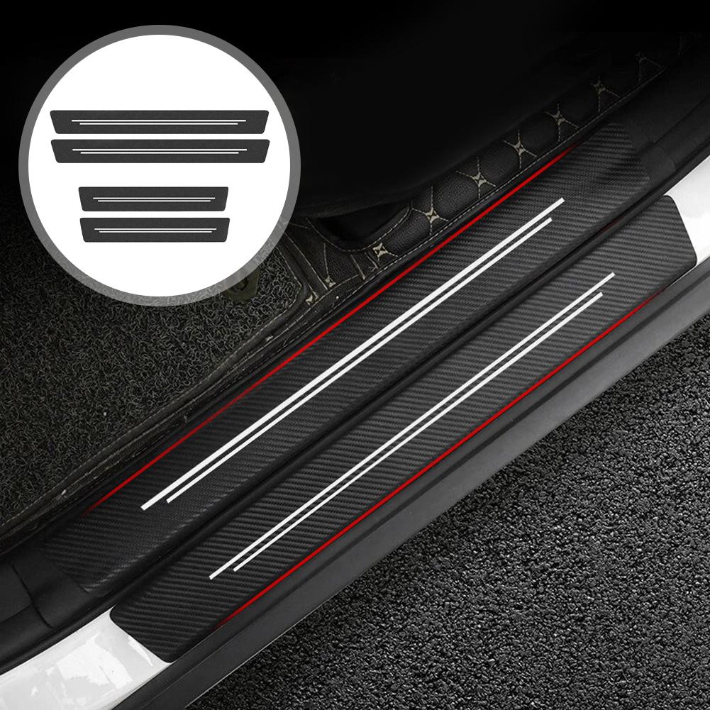 4Pcs Car Door Edge Sill Protector Anti-scratch Sticker Universal Carbon Fiber for Car Front Rear Doors Exterior Protection Decal