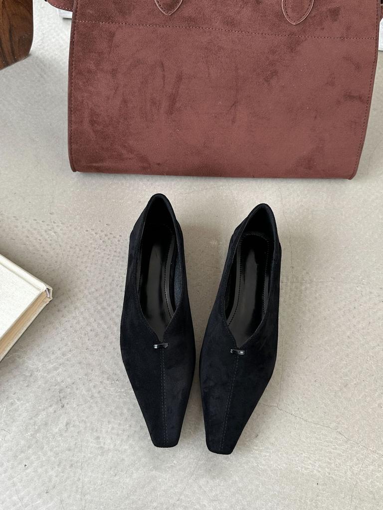 Korean version suede retro Mary Jane single shoes women's outer wear wedged shoes children's comfortable soft leather shallow mouth women's shoes