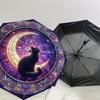 1pc Stained Glass Crescent Moon Cat Umbrella with Plastic Handle,Suitable for All Seasons Home Travel Outdoor UmbrellaDD002