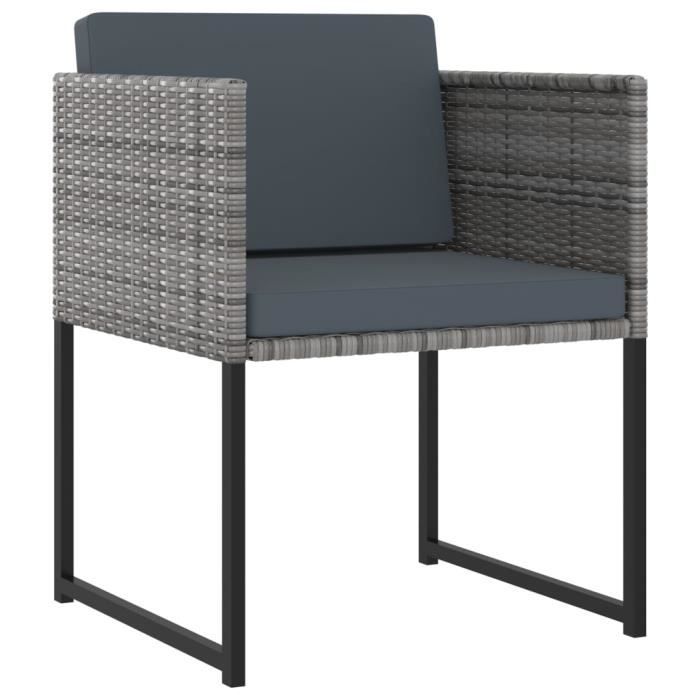 VidaXL Salon de jardin 9 pcs avec coussins Résine tressée Gris