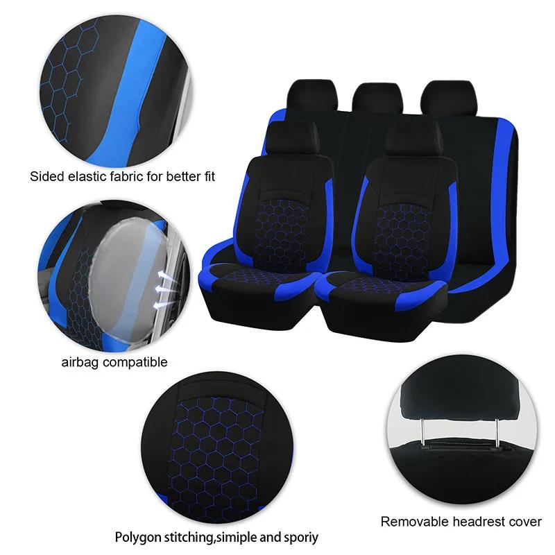5 Seats Football Embroidery Car Seat Covers Polyester Fabric Honeycomb Seat Covers Universal Fit Most Car Suv Truck