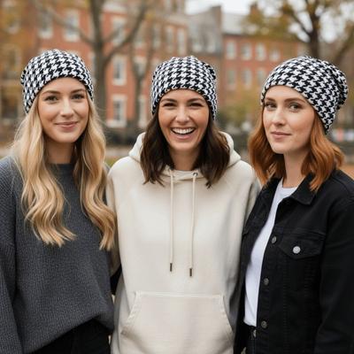 Contrasting Colors Pullover Hat Plaid Print Scarf Pullover Hat Turban Hats Multifunctional Keep Warm Women's Pile Hat