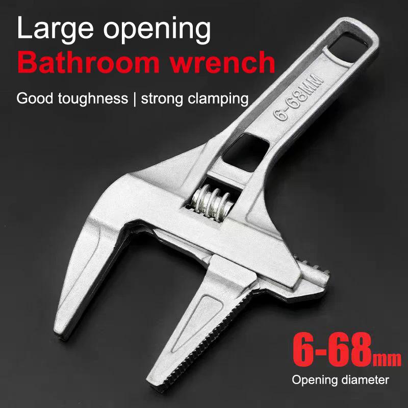 Mini Adjustable Multifunctional Wrench - Large Open End Strong Clamping Spanner for Bathroom Repair Tools