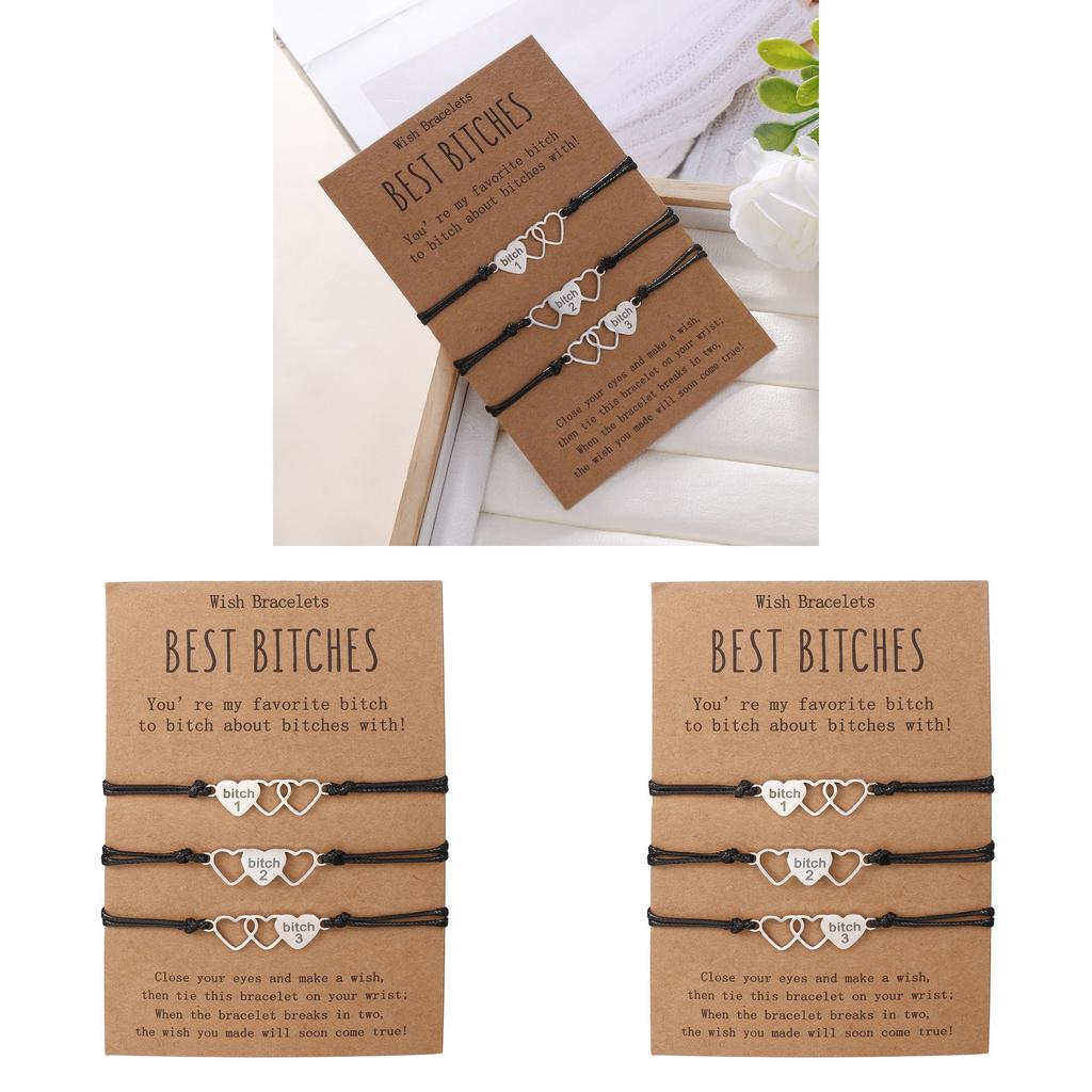 Best Bitch Card Bracelet With Heart Pendant For Gift And Travel Souvenirs