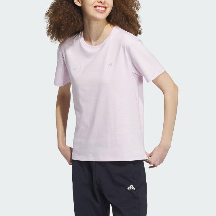 Adidas Rco Graphic Short Sleeve Tee With Monochrome Logo Women Tops Pink IP7098