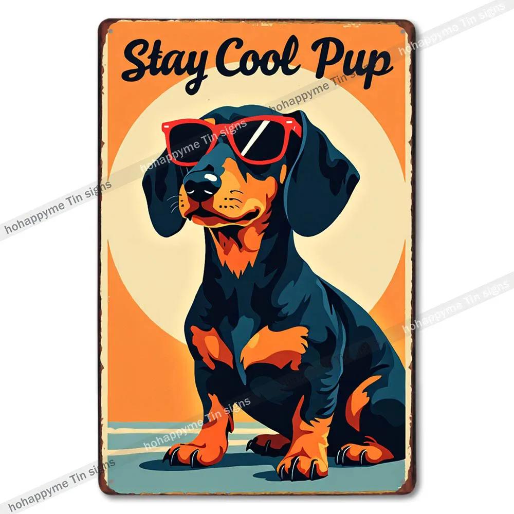Vintage Cute Dog Themed Metal Tin Sign Retro Funny Puppy Wall Art Decor for Home Pet Shop Man Cave Rustic Iron Painting Plaque