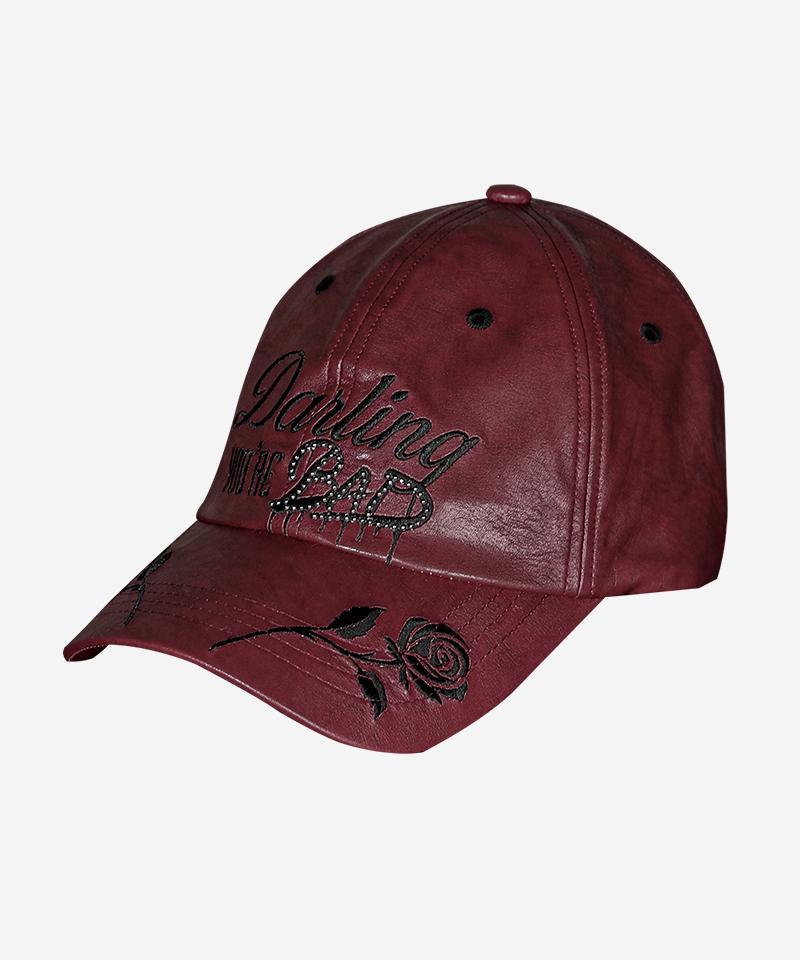 DARLING, YOU'RE BAD Dyb Leather Ball Cap #Wine