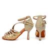 Women Latin Dance Shoes Shining Rhinestone Dancing Shoes Flare Heel 9cm Narrow Foot Adjust Width