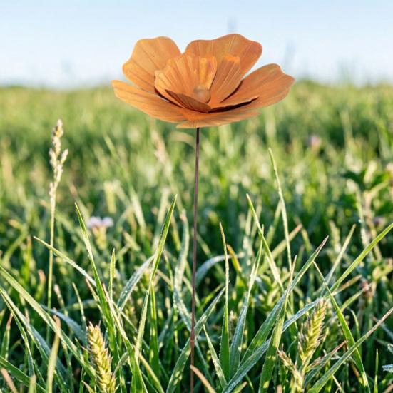 Yousheng Rusty Flower Garden Stake Żelazna Ozdoba Kwiatowa Zewnętrzna Rzeźba Kwiatowa do Ogrodu Tyłnego Trawnika Tarasu