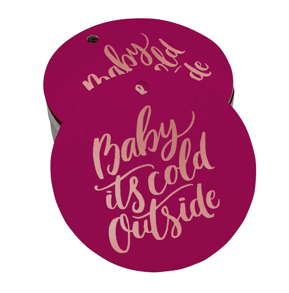 Inkdotpot Real Gold Foil Baby It's Cold Outside Baby Shower Tags Favor Hang Paper Tags 100