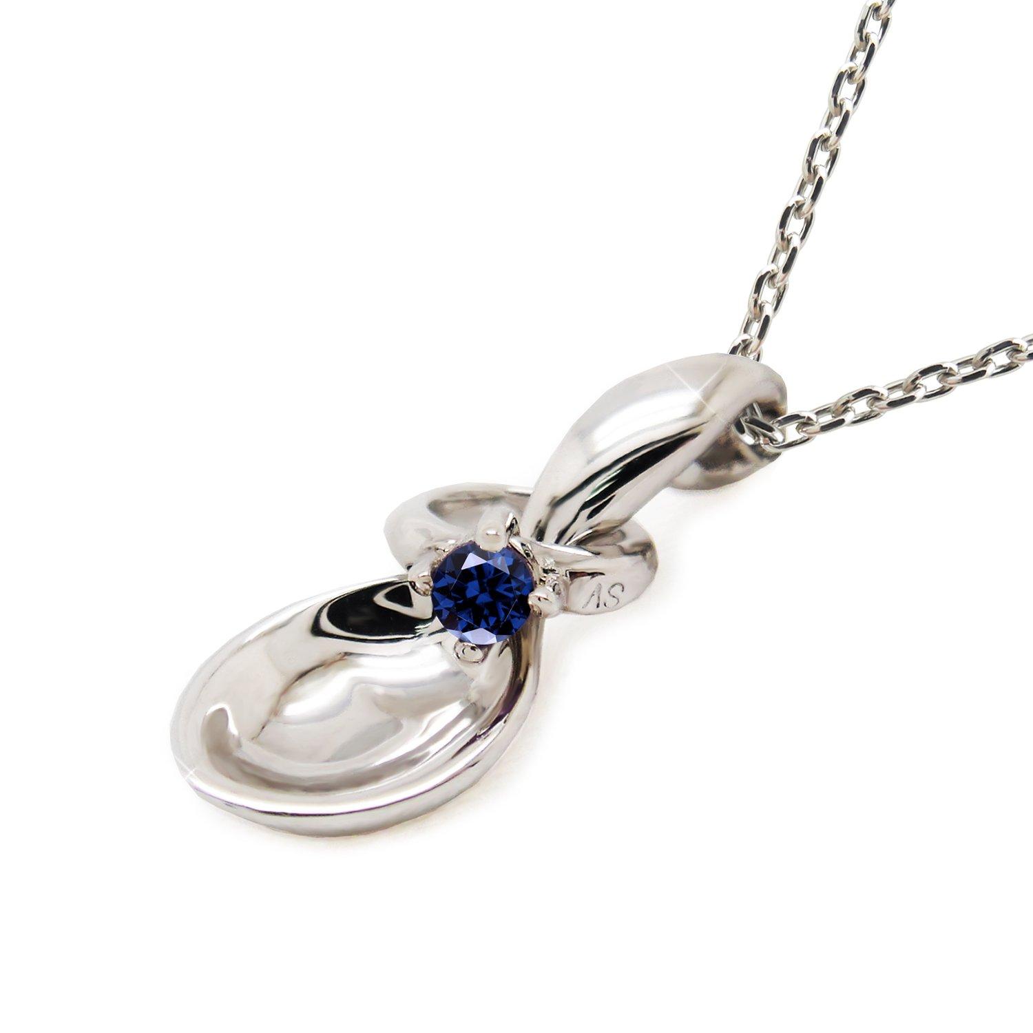 

miwahouseki Happy Scooping Baby Spoon Baby Ring Ожерелье с сапфиром в честь Дня рождения в сентябре [Miwahouseki] и