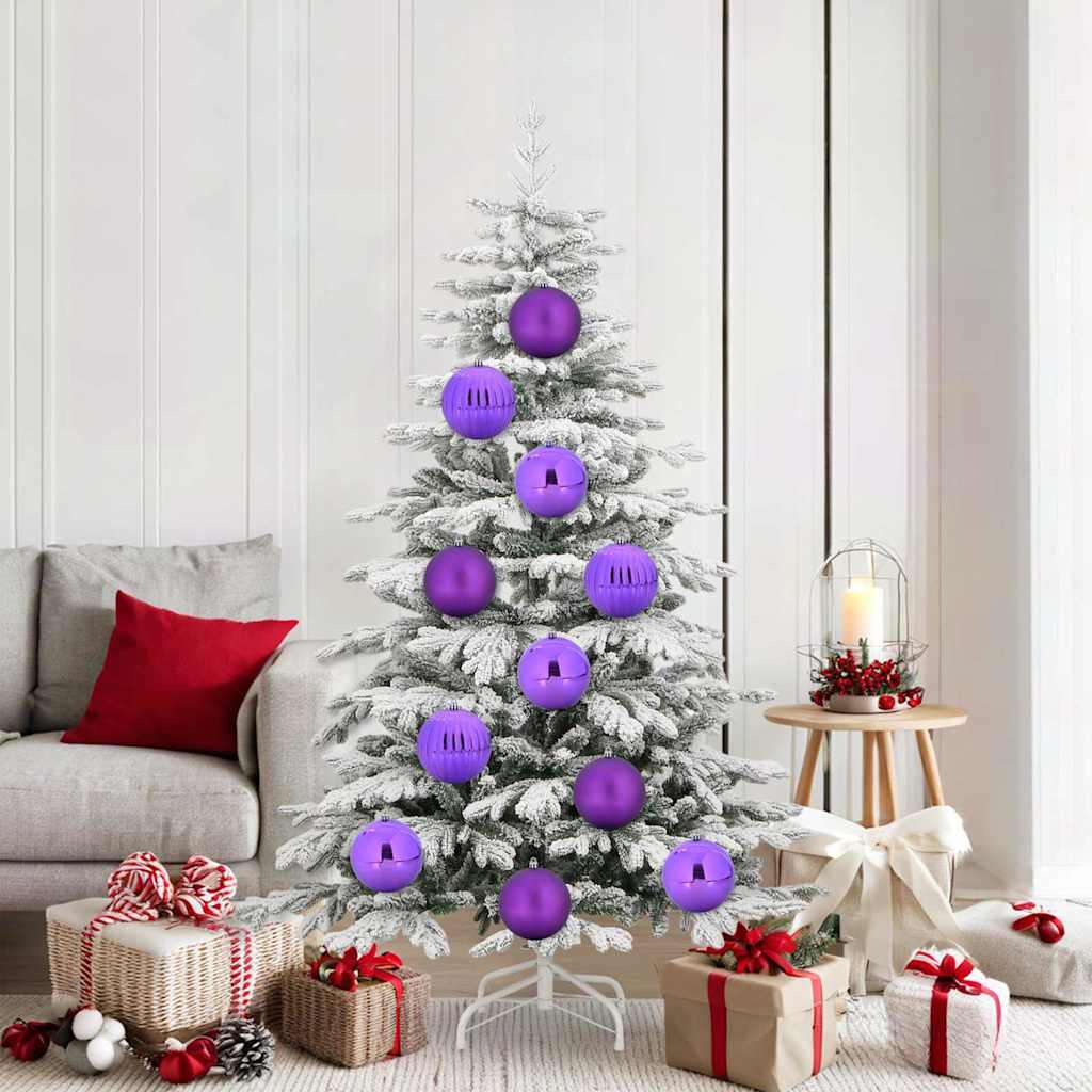 XL Christmas Ornament Set 9 pcs Purple Plastic