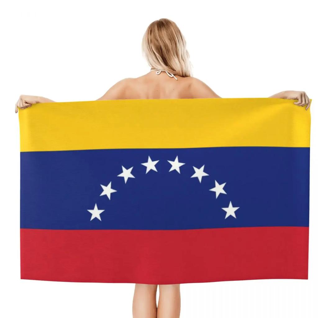 Asciugamano da Spiaggia Bandiera del Venezuela Asciugatura Rapida Morbido Lino Microfibra Asciugamani per Doccia Sauna