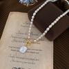Alien-shaped Rice Grain Freshwater Pearl Necklace - Short Style with OT Snap Design - Collar Chain Necklace