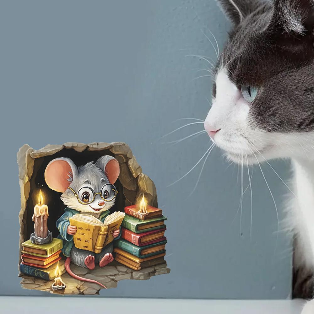 The Creative and Diligent Little Mouse Hole Can Freely Stick Home Decoration Wall Stickers