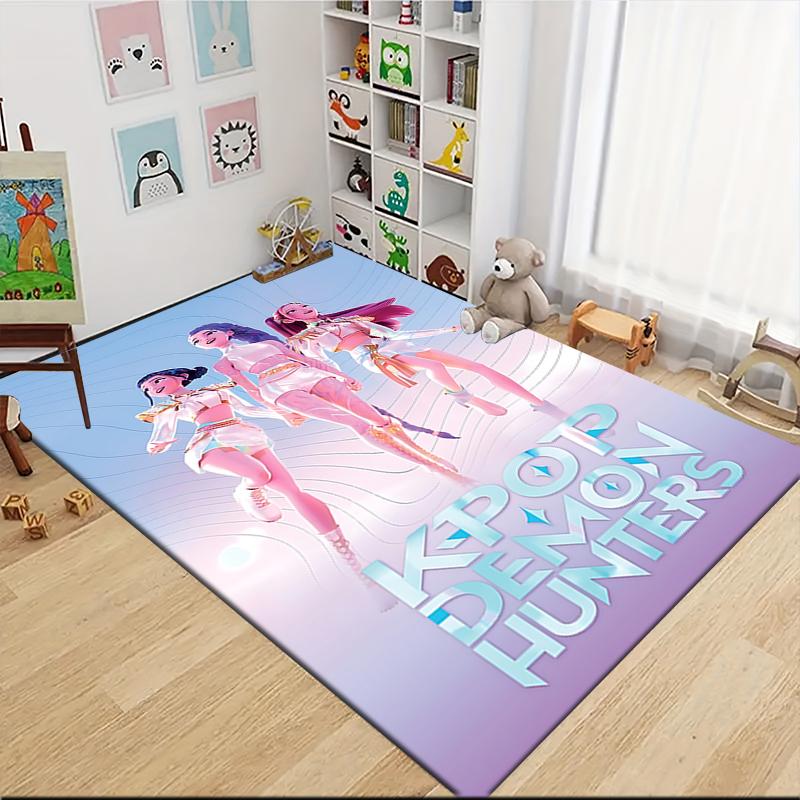 Kpop Demon Hunters Carpet Rug Soft Washable Antislip Home Living Room Sofa Mats Personalized Christmas Rug