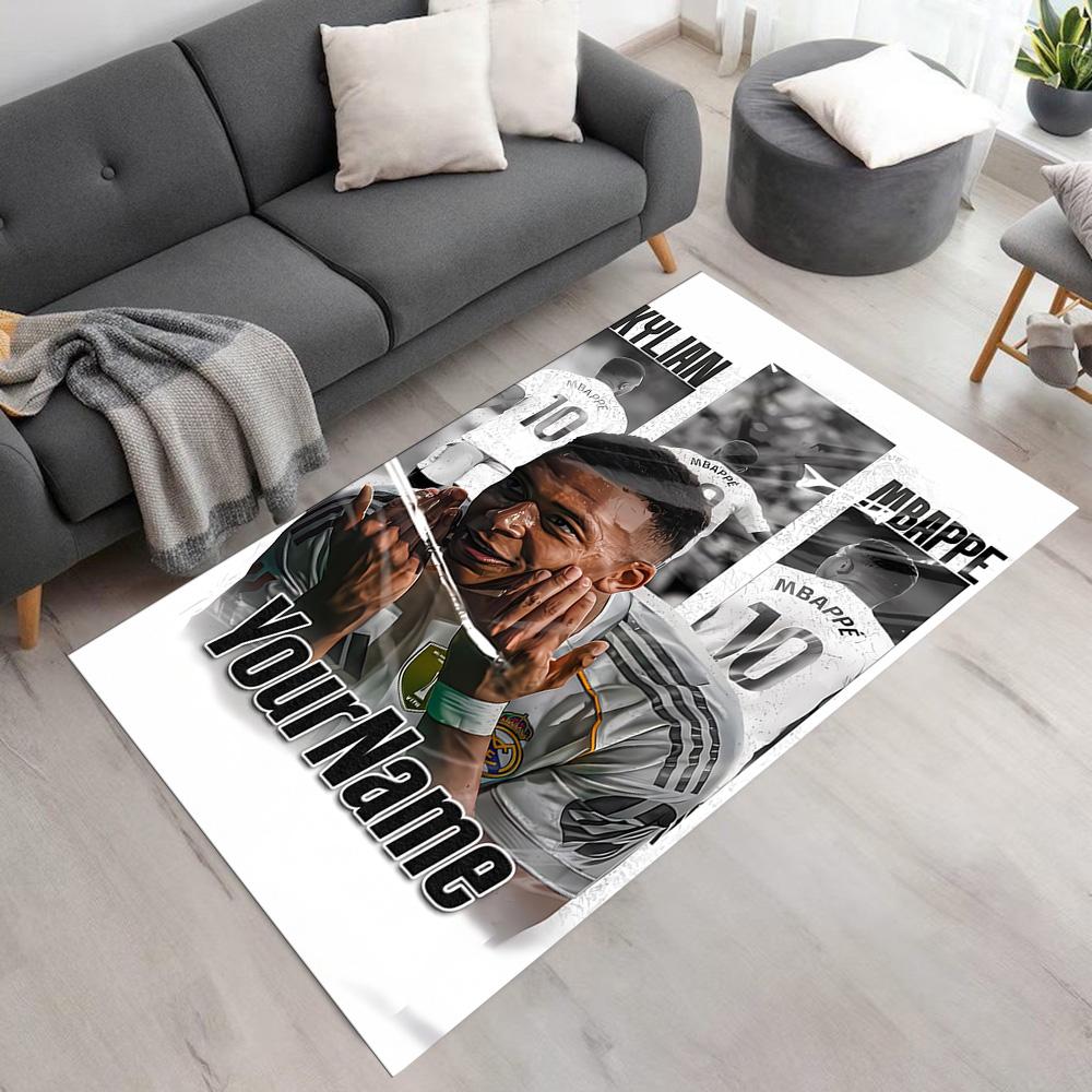 Mbappe Personalized Name Carpet Design for Decorate Room Outdoor Hallway Balcony Anti-slip Rug Anime Office Decor