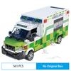 City Series Traffic Green Ambulance Escort Car Van Vehicle Technical Set Model MOC Building Blocks DIY Toys for Gifts