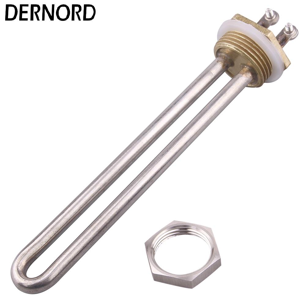 DERNORD Water Heater 220v 750w 1000w 1500w DN25 SUS304 Electrical Heating Element Immersion Tube Water Heater Element 1KW