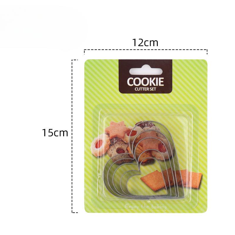 

A Set of 5-piece Stainless Steel Cookie Cutting Molds with Star Flower Round Patterns and Cake Cookie Molds 5PC heart shape