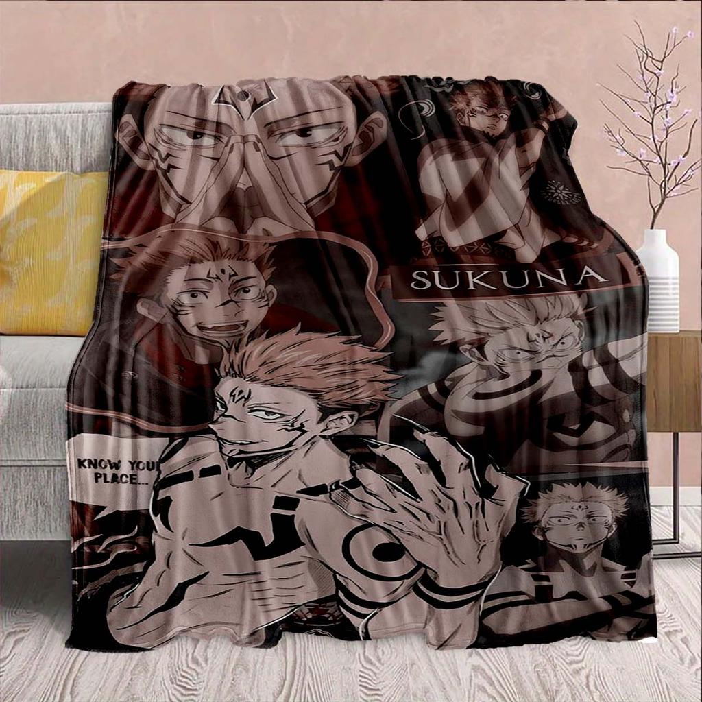 Jujutsu Kaisen Decorative Flannel Blanket Warm Soft Throw Lightweight Cozy Sofa Bed Decor
