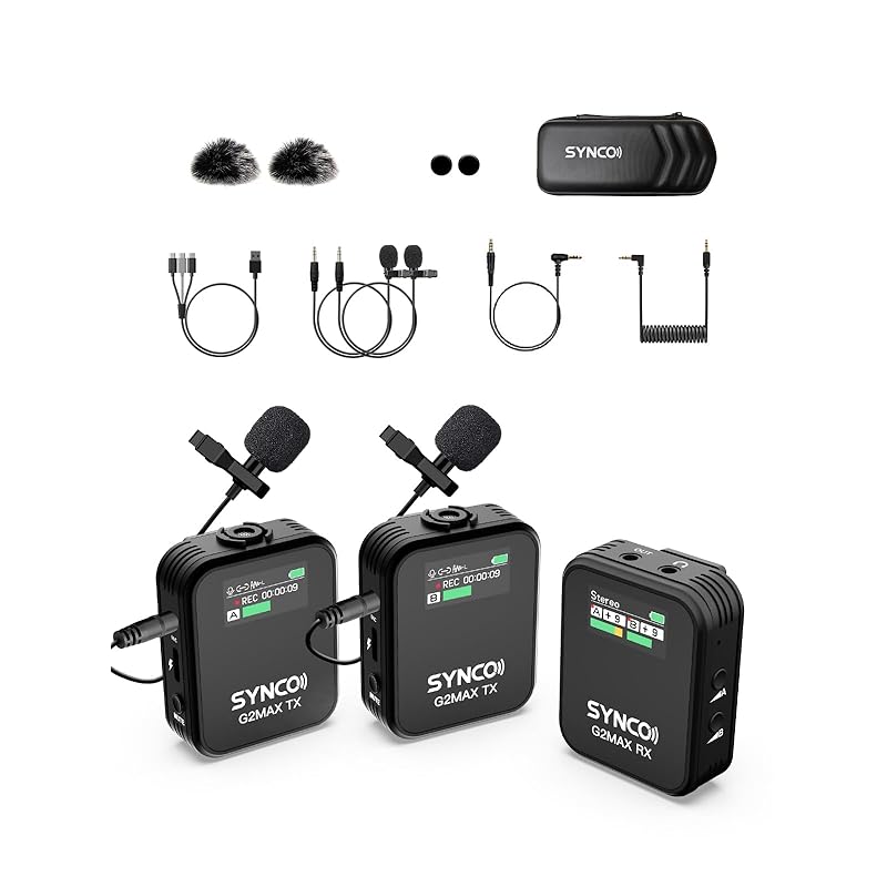 

pin microphone wireless, SYNCO G2(A2) MAX 8GB built-in memory noise cancellation Volume adjustment YouTube video shooting/live streaming/online