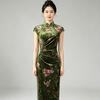Linxiang Man Cheongsam 1011 New Improved Velvet Retro Old Shanghai Temperament Long Sleeveless Classical Charm Day