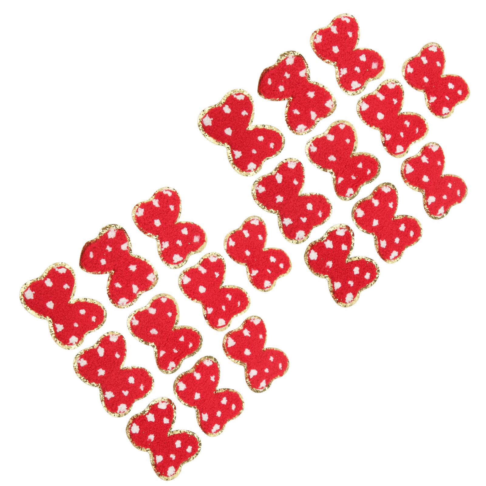 

20Pcs Red Bows Patches Cute Lightweight Iron On Bows Patch with Hot Melting Adhesive for DIY Shirts