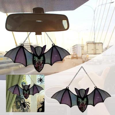 1PC Bat Stained Glass Sun Catcher Window Hanging Acrylic Wall Art Deco Party Diverse Styles For Holidays