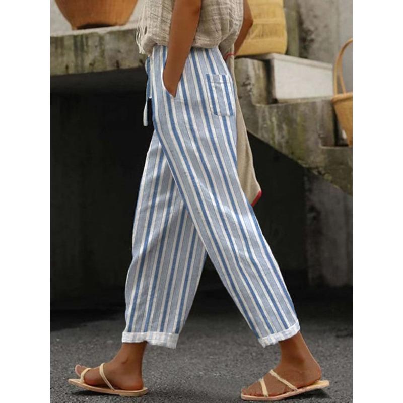 New Women's Regular Drawstring Pocket Casual Pants Multi-color Digital Printed Women's Trousers
